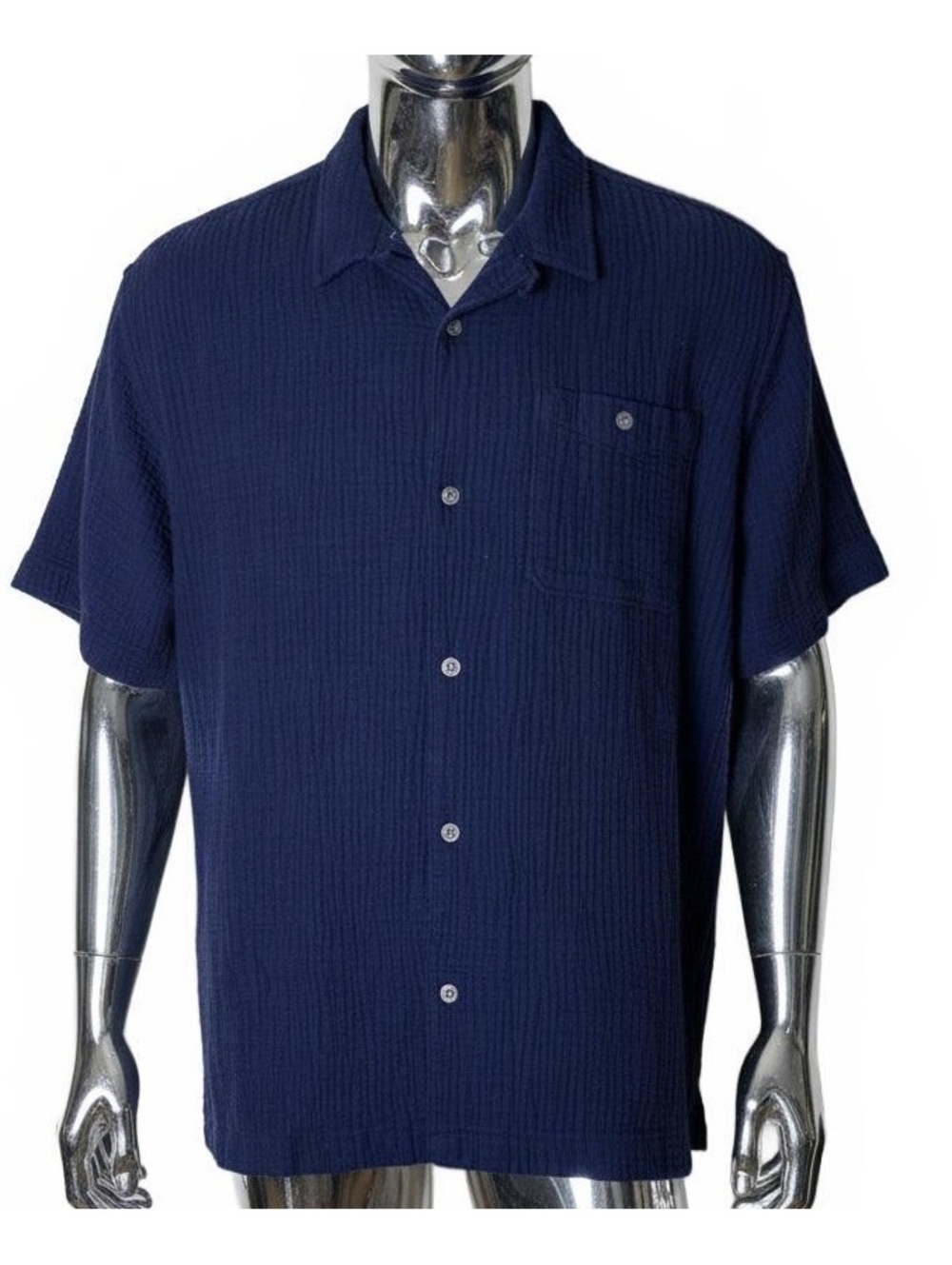 Eddie Bauer Men's 3XL Navy Blue Button-Up Shirt Style 100% - Picture 1 of 4